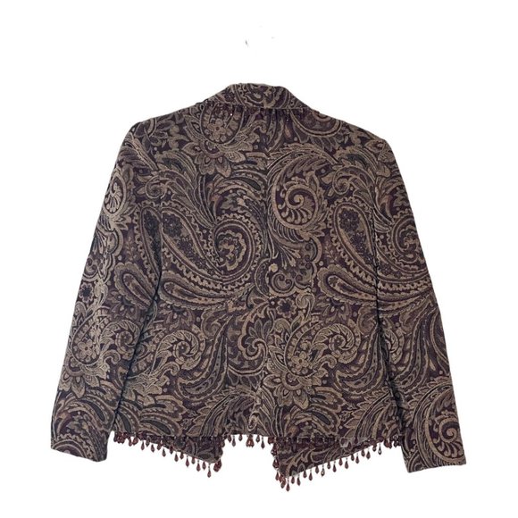 Upholstery Women’s Jacket Size S/M Statement Classy Brown With Beads - Picture 7 of 11